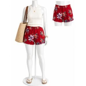 Red Tropical Floral Shorts Vacation Resort Summer Beach Old Navy 10